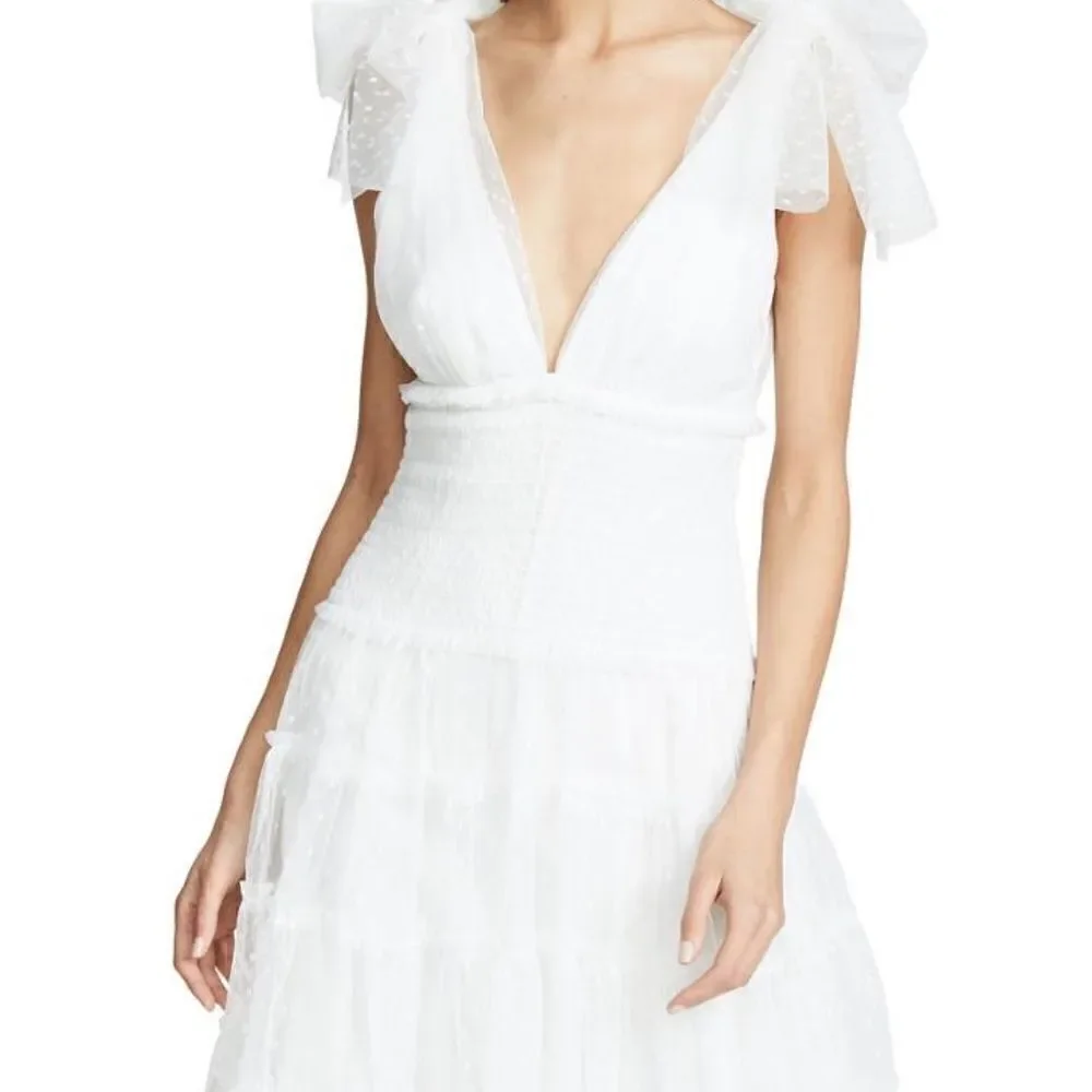 Cinq a Sept Valeria Midi White Dress Ruffle Size 4